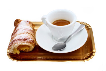 Caffè con cornetto alla crema
