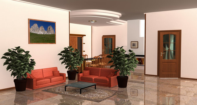 Il salone arredato-the living room furnished