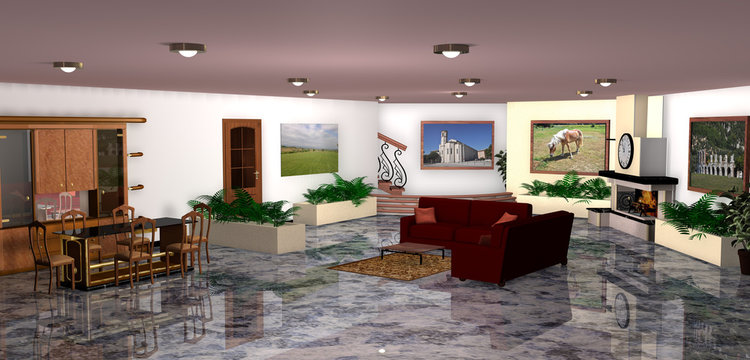 Grande salone arredato-large living room furnished