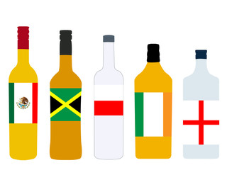 Different Kinds of Spirits Bottles with Flags version 2