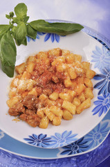gnocchi with meat sauce, flour aproteica