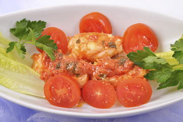 Hake fillets with sauce