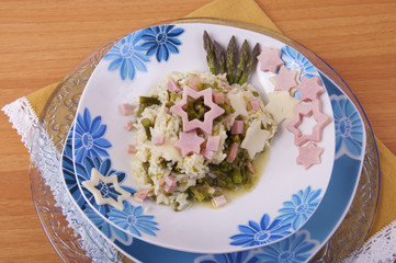 rice with asparagus and cheese