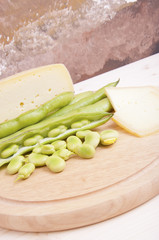 fresh beans with leaves