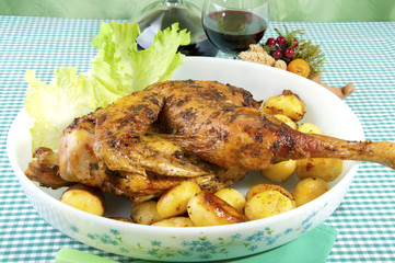roast chicken with potatoes
