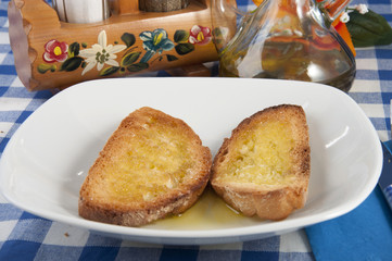 bruschetta garlic and extra virgin olive oil