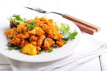 Couscous with courgette and  aubergine