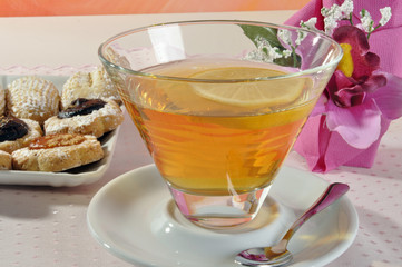 Tea with lemon croissant