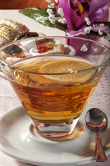 Tea with lemon croissant