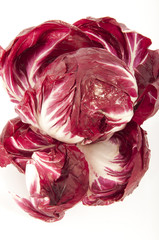 red radicchio cabbage on white background