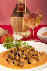 Zone Diet-seitan with oyster mushrooms and chickpeas mus