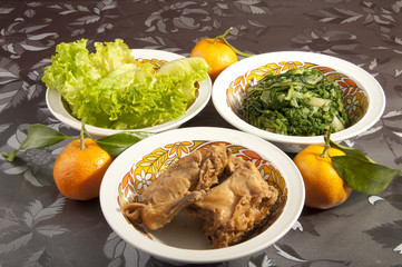 rabbit cacciatore with spinach