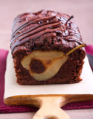 Chocolate pear loaf cake