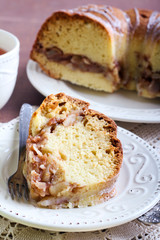 Pear and almond filled bundt cake