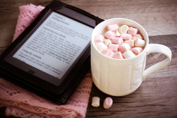 Hot chocolate drink with marshmallow