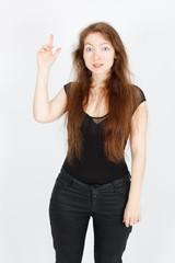 Obraz premium Beautiful businesswoman doing different expressions in different sets of clothes: idea