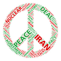 Peace symbol word cloud for Iran nuclear deal