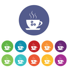 Coffee cup icons colored set