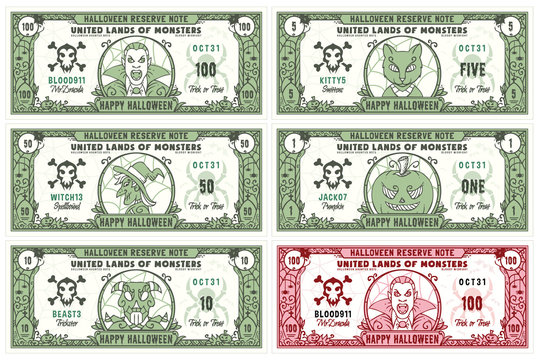 Halloween Money Banknotes Set