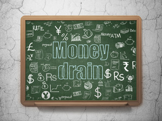 Money concept: Money Drain on School Board background