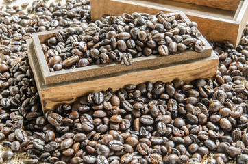 Fresh coffee beans, selective focus