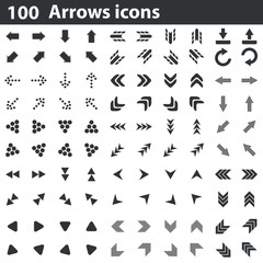 Fototapeta na wymiar 100 arrows icons set