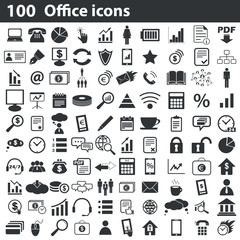 Fototapeta premium 100 office icons set