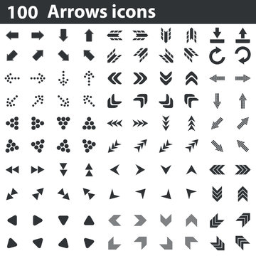 100 arrows icons set