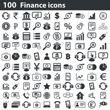 100 finance icons set