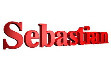 3D Sebastian text on white background