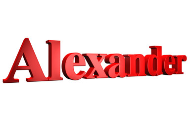 3D Alexander text on white background