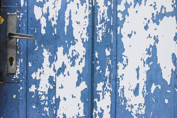 Blue Door With Peeling Paint