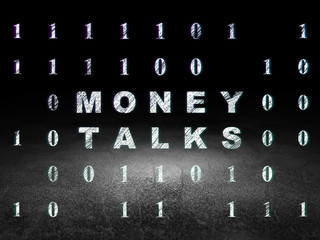 Finance concept: Money Talks in grunge dark room