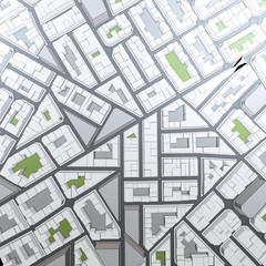 Cartoon town bird eye view urban