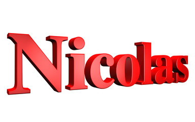 3D Nicolas text on white background