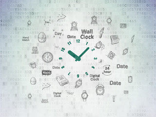 Timeline concept: Clock on Digital Paper background