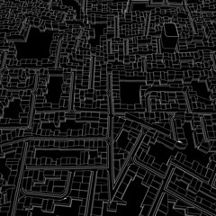 Cartoon town bird eye view urban