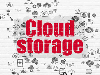 Cloud networking concept: Cloud Storage on wall background