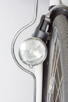 The bicycle headlight on white background.
