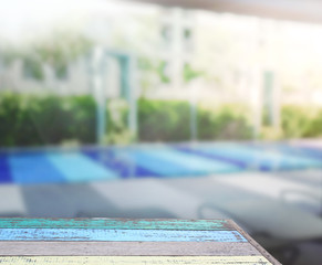 Wood Table Top Background And Pool