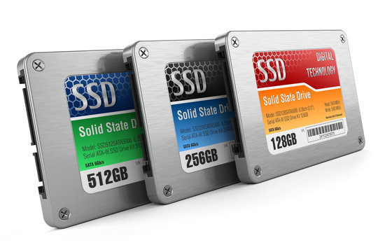 SSD drives, State solid drives, isolated on white background 3d