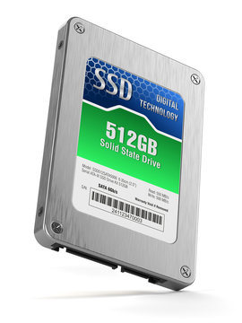 SSD drive, State solid drives isolated on white background 3d
