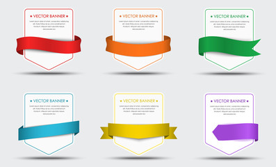 Set of white banners with ribbon