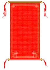 Vector illustration Asian scroll, red with gold ornaments. Isolated object on a white background, can be used in any rabotak and separately.