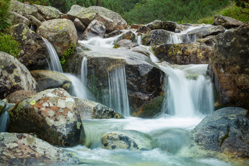 mountain waterfall long exposure