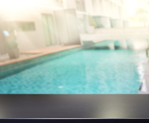Wood Table Top Background And Pool