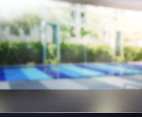 Wood Table Top Background And Pool