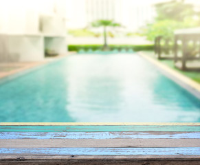 Wood Table Top Background And Pool
