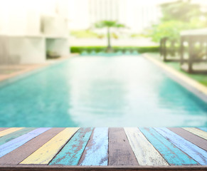 Wood Table Top Background And Pool