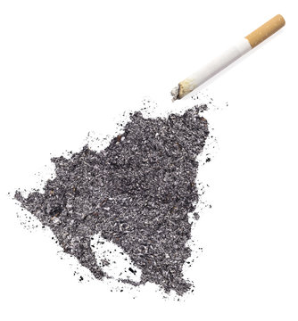 Ash shaped as Nicaragua and a cigarette.(series)